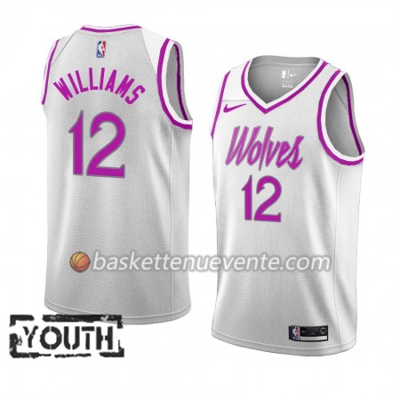 Maillot Basket Minnesota Timberwolves C. J. Williams 12 2018-19 Nike Blanc Swingman - Enfant